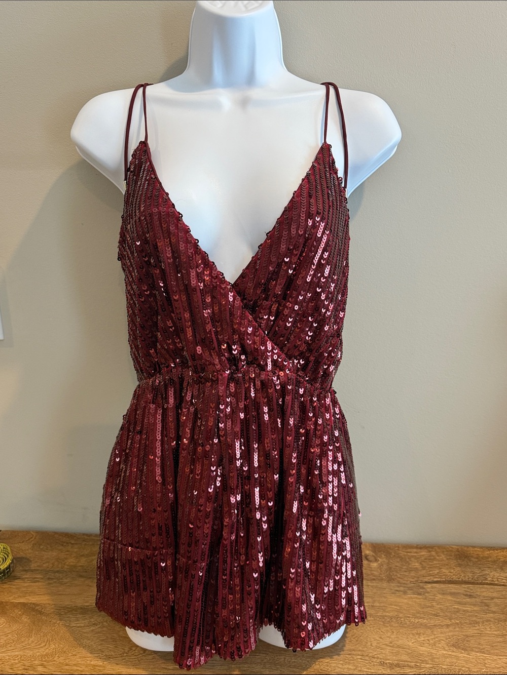 Tobi Burgundy Sequin Mini Dress